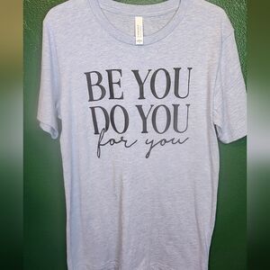 Blue Gray Graphic T-Shirt with Motivational Print